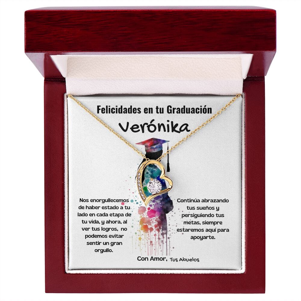 Un Regalo de Amor y Orgullo para Tu Hija en su Graduación - Collar Forever Love Jewelry/ForeverLove 18k Yellow Gold Finish Luxury Box 
