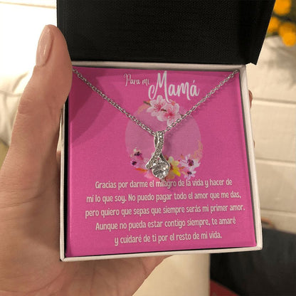 Un Regalo Eterno para Tu Primer Amor, Mamá - Collar Lazo de Amor Jewelry/AlluringBeauty Acabado en oro blanco de 14 k Standard Box 