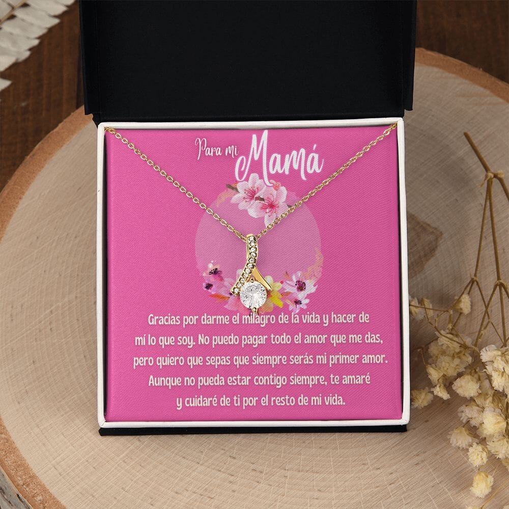 Un Regalo Eterno para Tu Primer Amor, Mamá - Collar Lazo de Amor Jewelry/AlluringBeauty Acabado en Oro Amarillo de 18 quilates Standard Box 