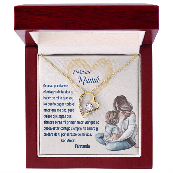 Un Regalo Inolvidable para Demostrar el Amor Eterno a Mamá - Collar Forever Love Personalizado Jewelry/ForeverLove Acabado en Oro Amarillo de 18 quilates Luxury Box 