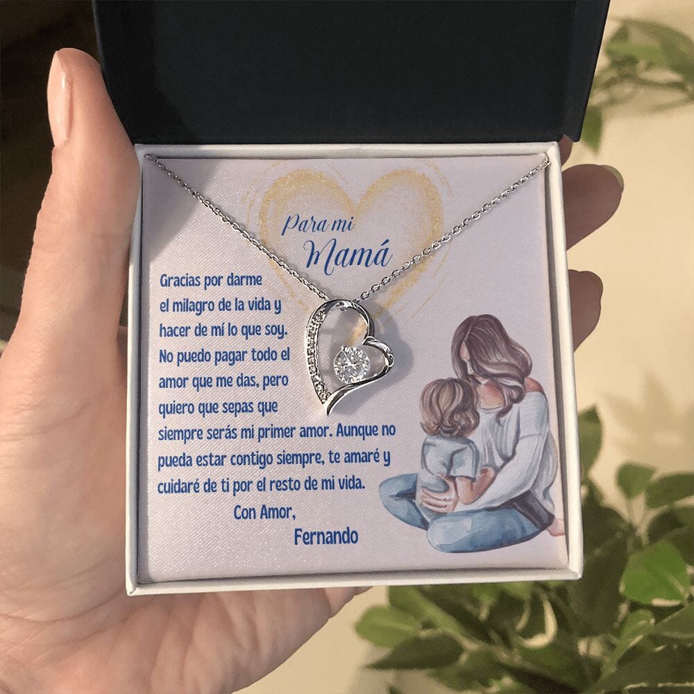 Un Regalo Inolvidable para Demostrar el Amor Eterno a Mamá - Collar Forever Love Personalizado Jewelry ShineOn Fulfillment Acabado en oro blanco de 14 k Standard Box 