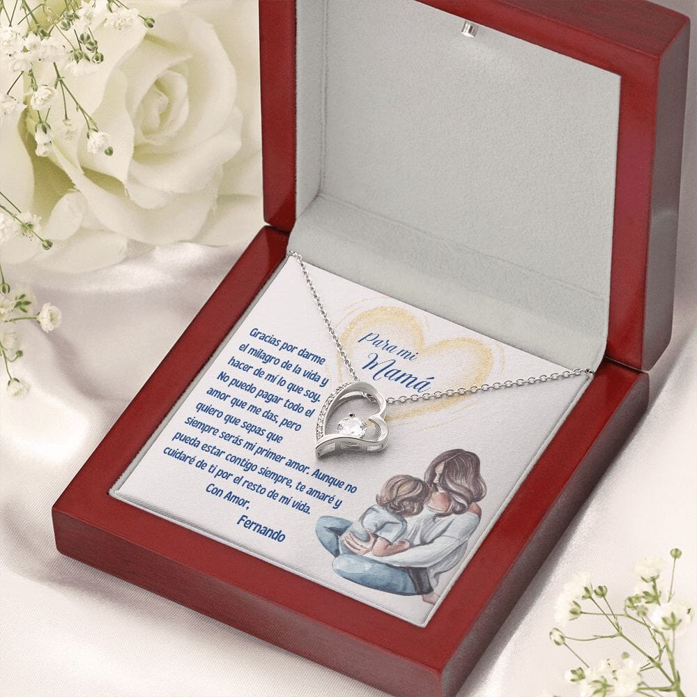 Un Regalo Inolvidable para Demostrar el Amor Eterno a Mamá - Collar Forever Love Personalizado Jewelry ShineOn Fulfillment Acabado en oro blanco de 14 k Luxury Box 