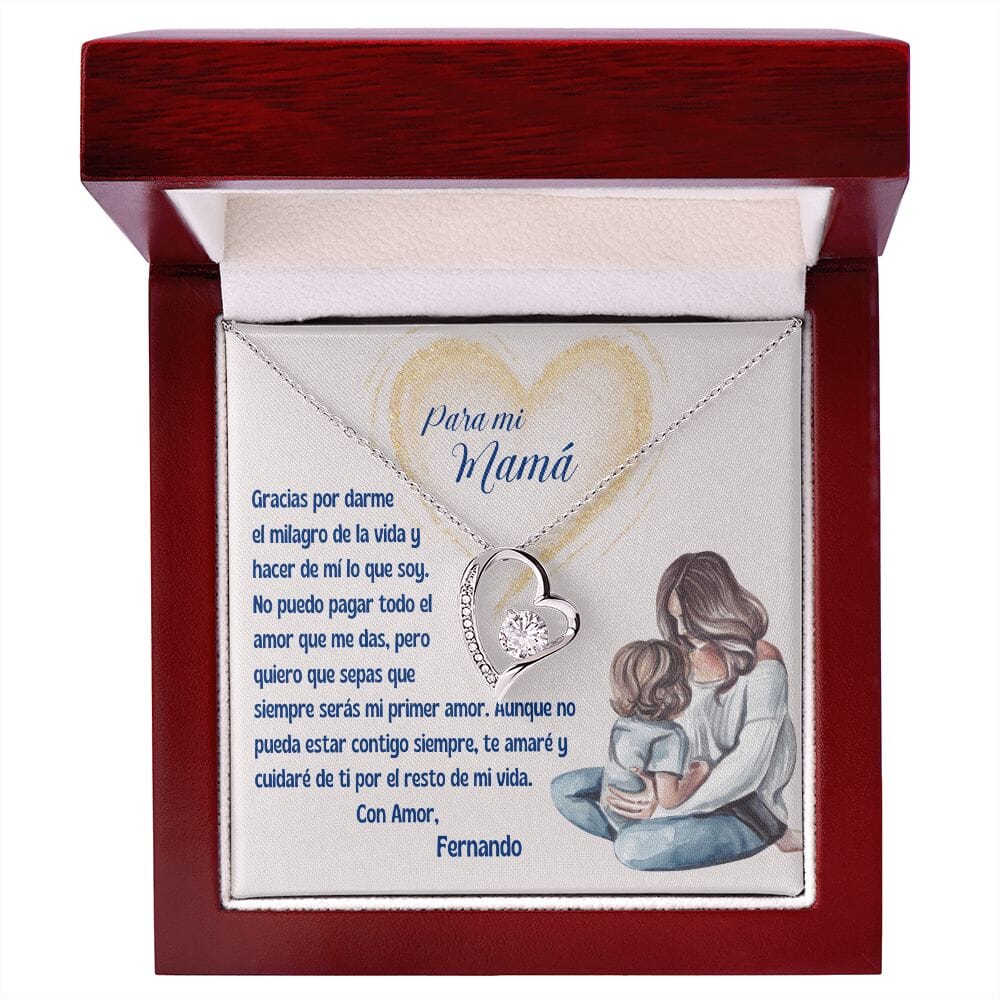 Un Regalo Inolvidable para Demostrar el Amor Eterno a Mamá - Collar Forever Love Personalizado Jewelry/ForeverLove Acabado en oro blanco de 14 k Luxury Box 