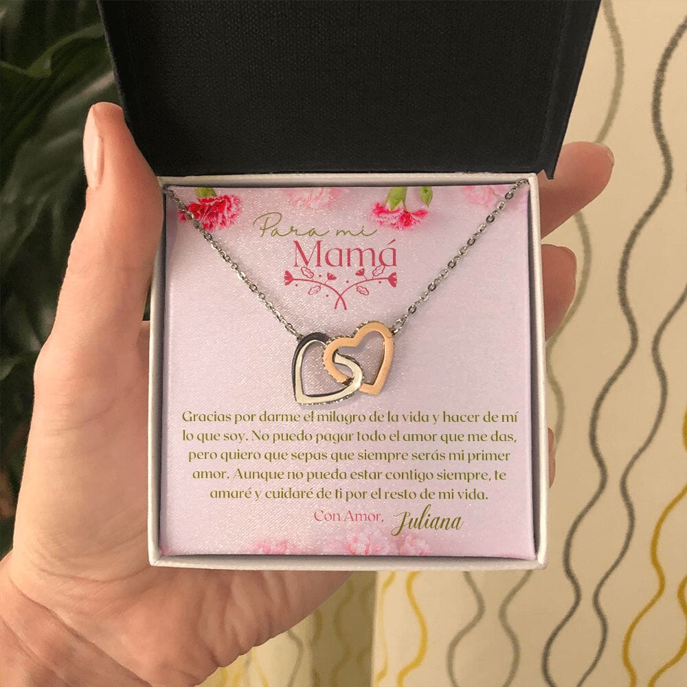 Un Regalo Inolvidable para Mamá - Collar Corazones Entrelazados con tarjeta personalizada Jewelry/InterlockingHearts 