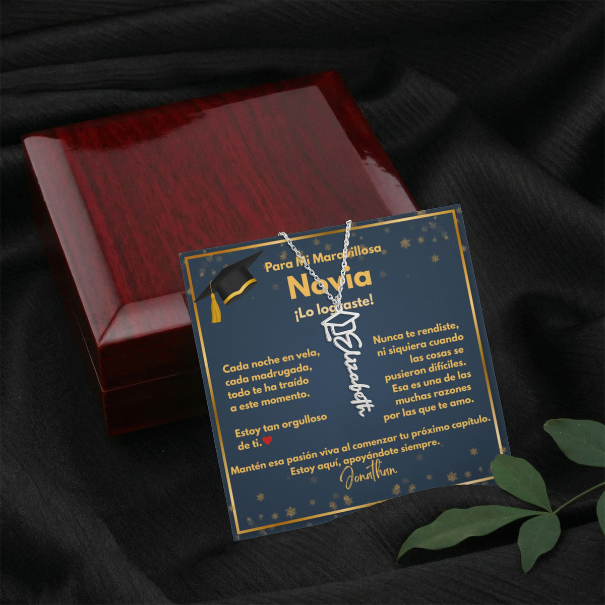 Un Regalo para Atesorar - Collar de Graduación para Novia con Tarjeta de Mensaje Jewelry/NameNecklace 