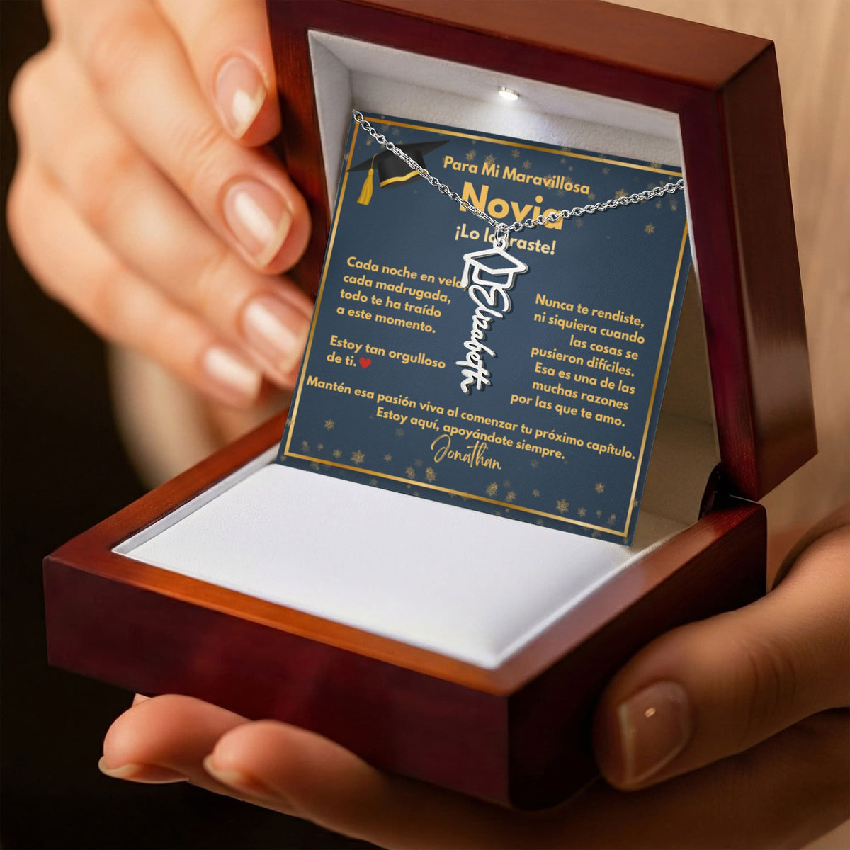 Un Regalo para Atesorar - Collar de Graduación para Novia con Tarjeta de Mensaje Jewelry/NameNecklace 