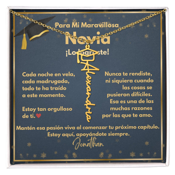 Un Regalo para Atesorar - Collar de Graduación para Novia con Tarjeta de Mensaje Jewelry/NameNecklace Acabado en Oro Amarillo de 18 quilates Caja estándar incluida 