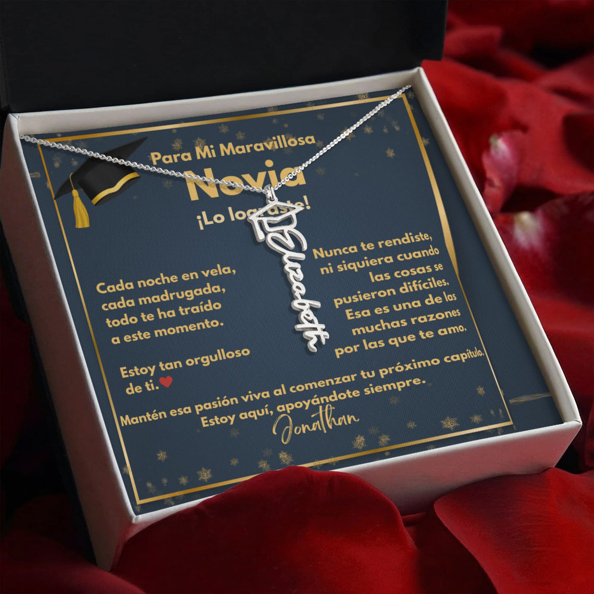 Un Regalo para Atesorar - Collar de Graduación para Novia con Tarjeta de Mensaje Jewelry/NameNecklace 