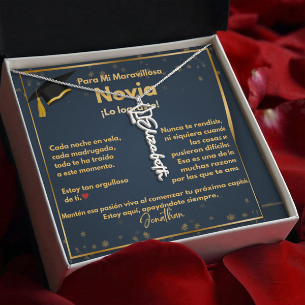 Un Regalo para Atesorar - Collar de Graduación para Novia con Tarjeta de Mensaje Jewelry/NameNecklace 