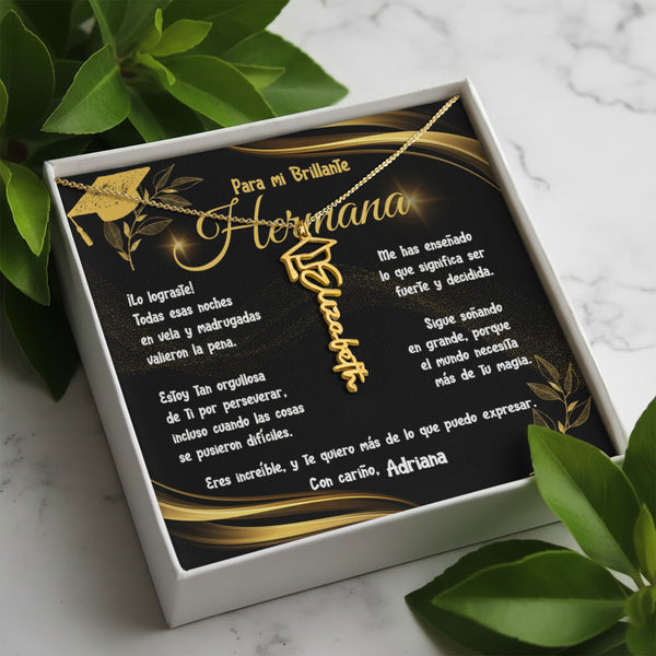 Un Regalo que Celebra el Orgullo y el Amor por tu Hermana – Collar de Graduación personalizado con birrete Jewelry 