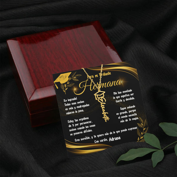 Un Regalo que Celebra el Orgullo y el Amor por tu Hermana – Collar de Graduación personalizado con birrete Jewelry 