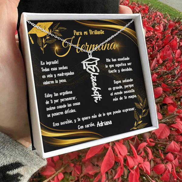 Un Regalo que Celebra el Orgullo y el Amor por tu Hermana – Collar de Graduación personalizado con birrete Jewelry 