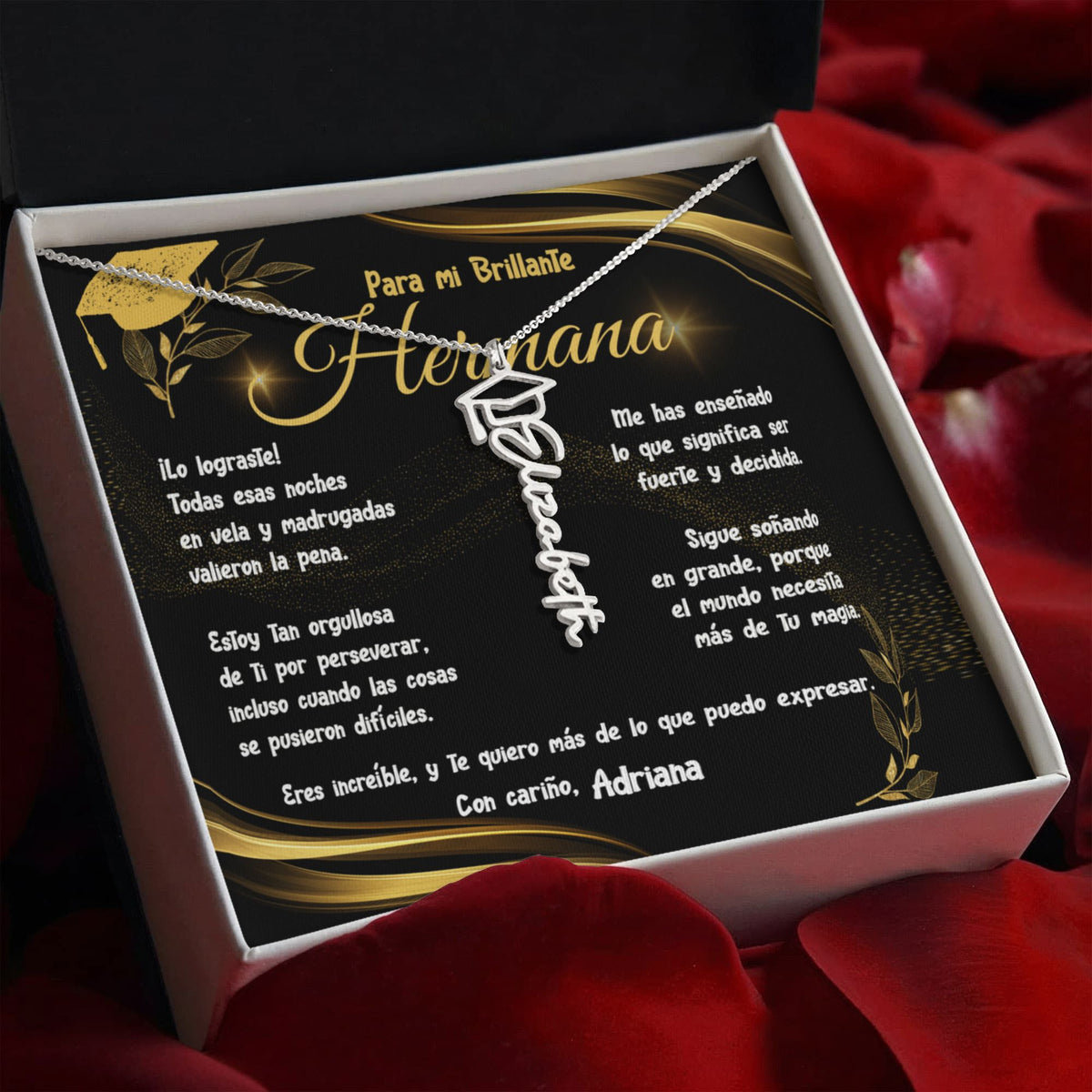 Un Regalo que Celebra el Orgullo y el Amor por tu Hermana – Collar de Graduación personalizado con birrete Jewelry 