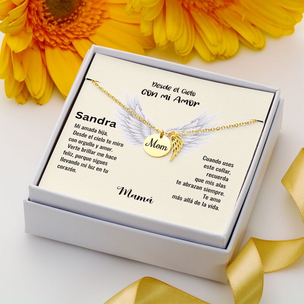 Un regalo que lleva esperanza, calma y cariño, como un susurro del cielo: Collar conmemorativo MOM Jewelry 18k Yellow Gold Finish Standard Box 