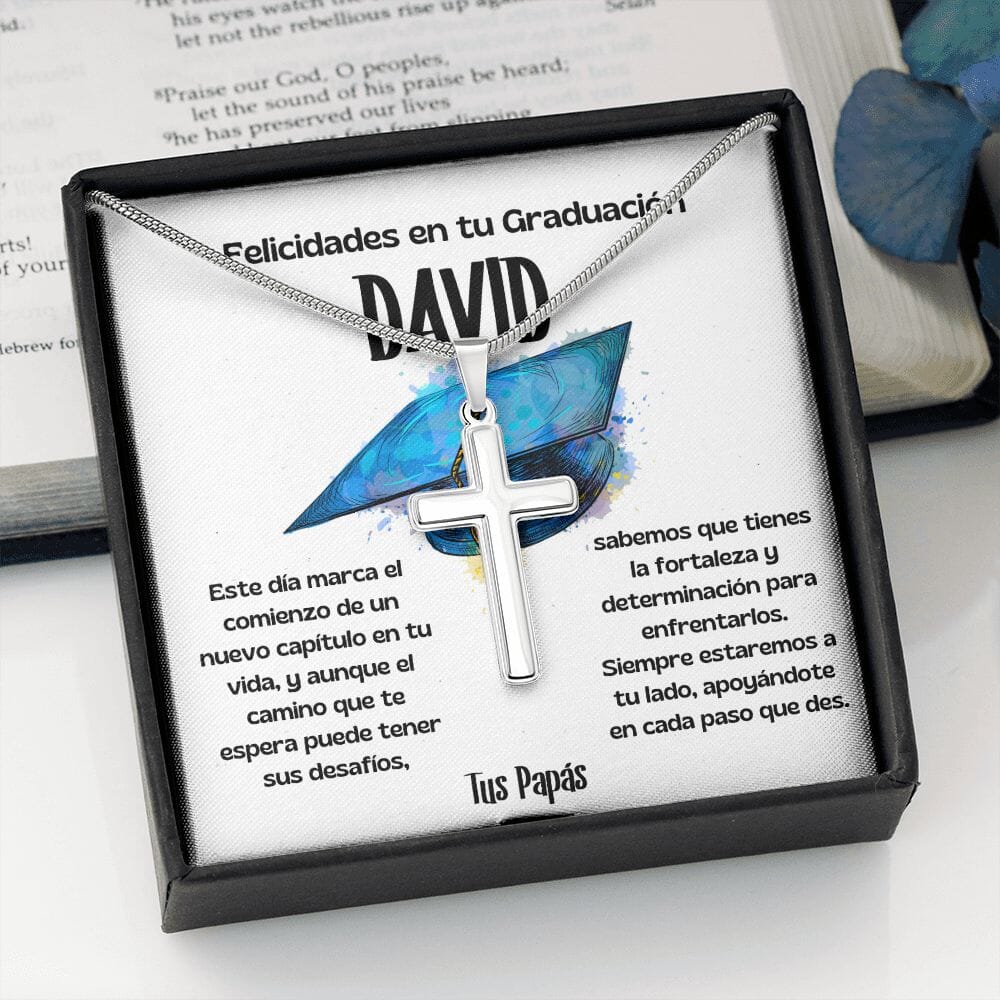Un regalo simbólico de éxito y protección para celebrar su graduación - Collar con Cruz Jewelry/EngravedCross Two Tone Box 