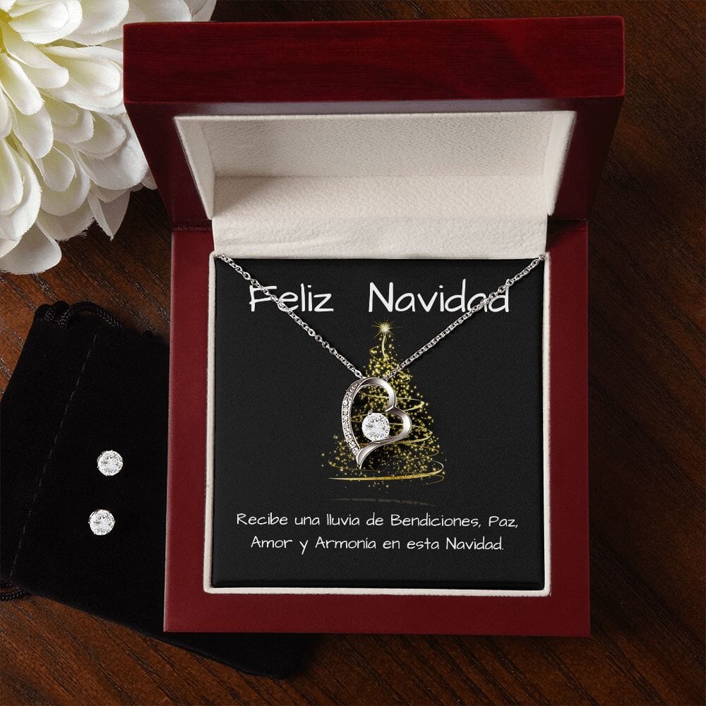 Un regalo único para esta Navidad - Collar Forever Love Jewelry/ForeverLove Acabado en oro blanco de 14 k Luxury Box 