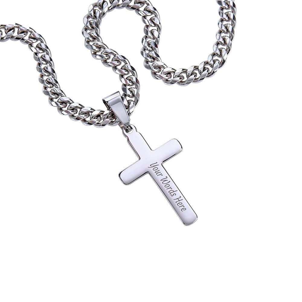 Un Símbolo de Fe y Orgullo en Tu Graduación – Cruz Personalizada con Cadena de Enlace Cubana. Jewelry 
