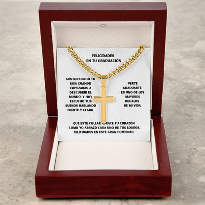 Un Símbolo de Fe y Orgullo en Tu Graduación – Cruz Personalizada con Cadena de Enlace Cubana. Jewelry 