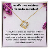 ¡Una día para celebrar a mi madre increíble! Collar Para Mamá Nudo de Amor (LoveKnot) Jewelry ShineOn Fulfillment Acabado en Oro Amarillo de 18 quilates Cajita Estándar (GRATIS) 