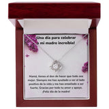 ¡Una día para celebrar a mi madre increíble! Collar Para Mamá Nudo de Amor (LoveKnot) Jewelry ShineOn Fulfillment Acabado en oro blanco de 14 k Caja de Lujo Madera Con Luz led 