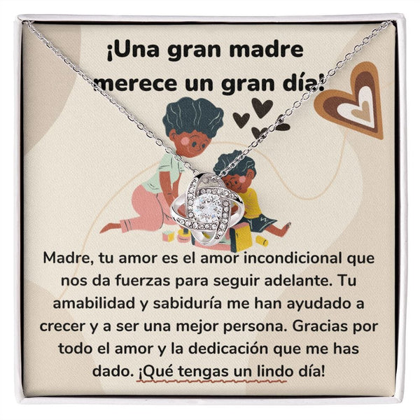 ¡Una gran madre merece un gran día! Collar Para Mamá Nudo de Amor (LoveKnot) Jewelry/LoveKnot Acabado en oro blanco de 14 k Cajita Estándar (GRATIS) 