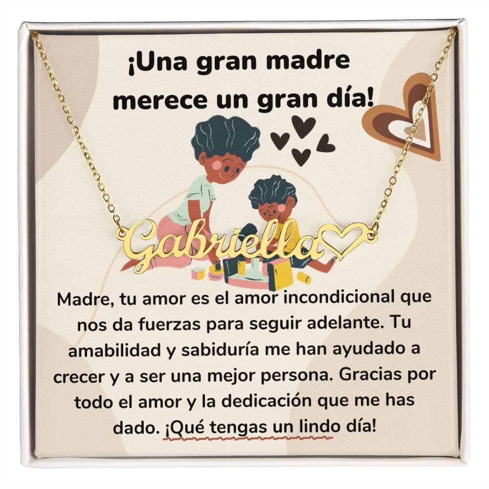 ¡Una gran madre merece un gran día!- Collar Personalizado Con Nombre Corazón - Mamá Jewelry/NameNecklaceHeart 