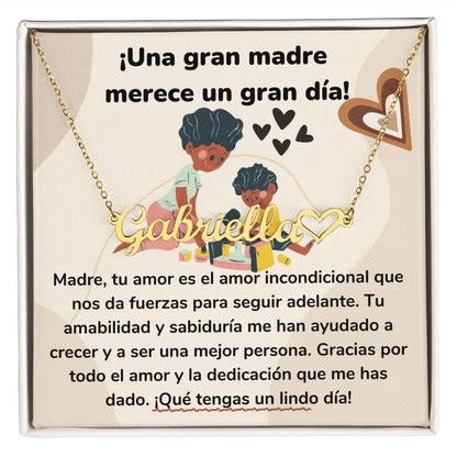 ¡Una gran madre merece un gran día!- Collar Personalizado Con Nombre Corazón - Mamá Jewelry/NameNecklaceHeart 