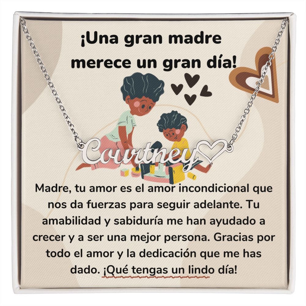 ¡Una gran madre merece un gran día!- Collar Personalizado Con Nombre Corazón - Mamá Jewelry/NameNecklaceHeart 