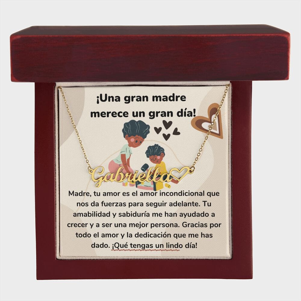¡Una gran madre merece un gran día!- Collar Personalizado Con Nombre Corazón - Mamá Jewelry/NameNecklaceHeart 