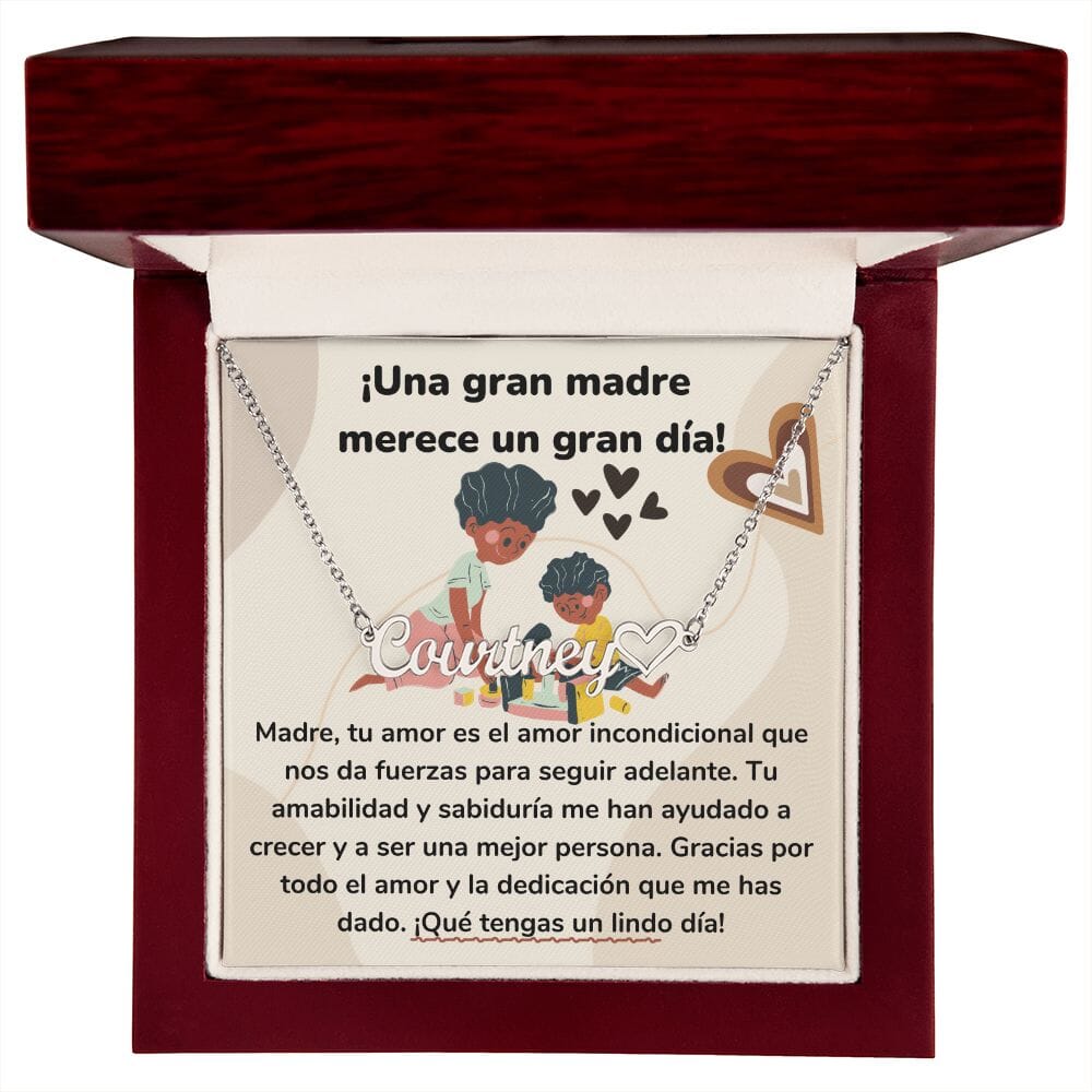 ¡Una gran madre merece un gran día!- Collar Personalizado Con Nombre Corazón - Mamá Jewelry/NameNecklaceHeart 