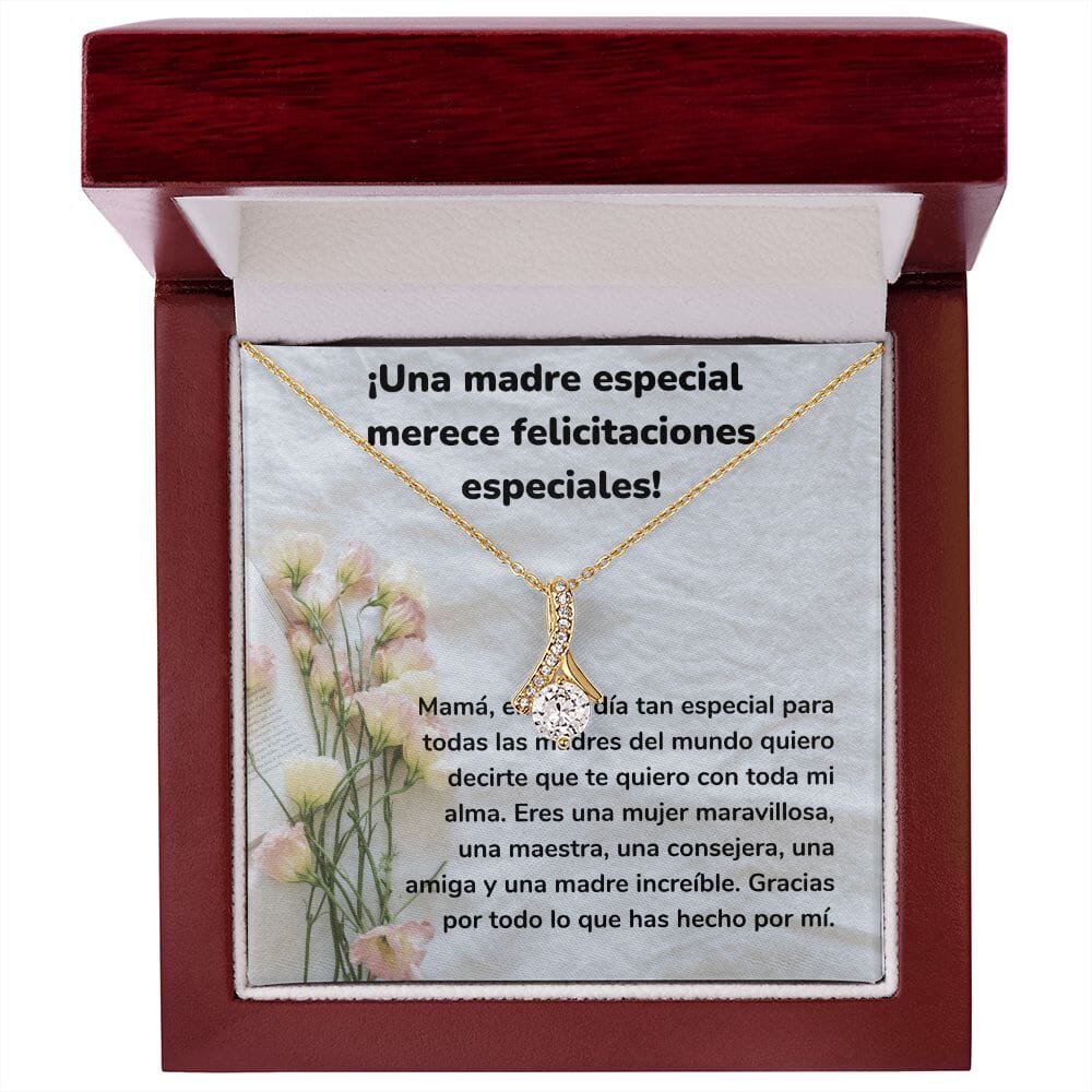 ¡Una madre especial merece felicitaciones especiales! Collar Belleza Seductora (Alluring Beauty) Para Mamá Jewelry/AlluringBeauty Acabado en Oro Amarillo de 18 quilates Luxury Box 