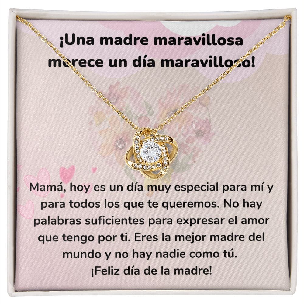¡Una madre maravillosa merece un día maravilloso! Collar Para Mamá Nudo de Amor (LoveKnot) Jewelry/LoveKnot Acabado en Oro Amarillo de 18 quilates Cajita Estándar (GRATIS) 