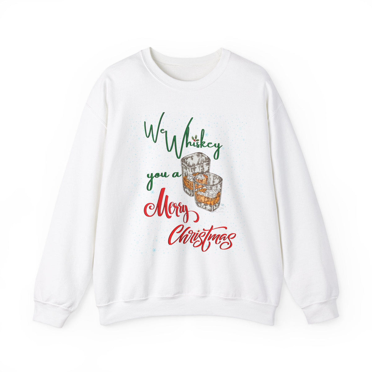 We Whiskey You a Merry Christmas - Ugly Sweater Navideño Sweatshirt Printify White S 