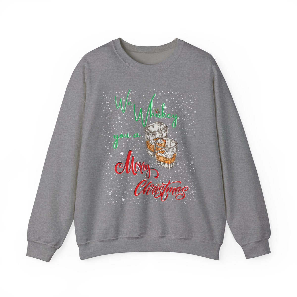 We Whiskey You a Merry Christmas - Ugly Sweater Navideño Sweatshirt Printify Graphite Heather S 