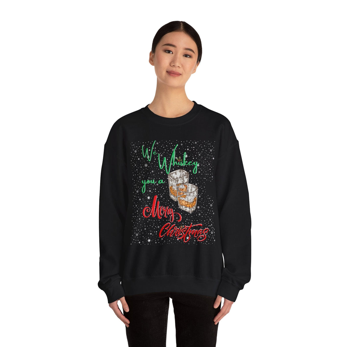 We Whiskey You a Merry Christmas - Ugly Sweater Navideño Sweatshirt Printify 